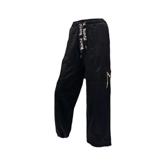 Pantalone Cargo donna in Raso Nero DISCLAIMER