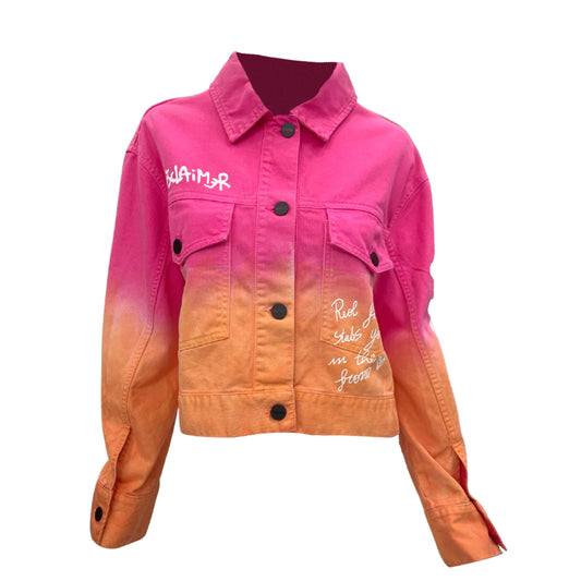 Jacket denim donna fuxia-arancione DISCLAIMER