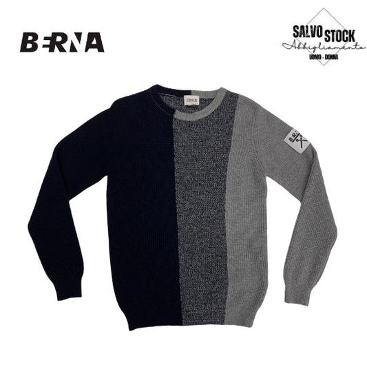 Maglia uomo girocollo Blu-Grigio BERNA