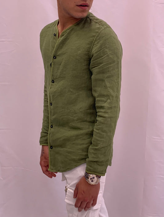 Camicia Uomo in lino EFFEK Verde militare