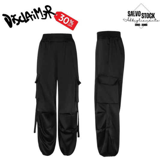 Pantalone donna cargo in raso Nero DISCLAIMER